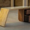 Custom Desk Angulo Art Marmo Beige Oro - Glassisimo
